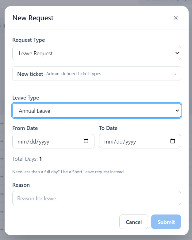 ZAHR start an information update workflow with required documents